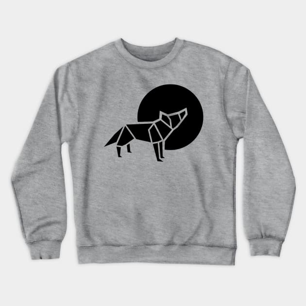 Black Wolf Origami Crewneck Sweatshirt by danielasynner